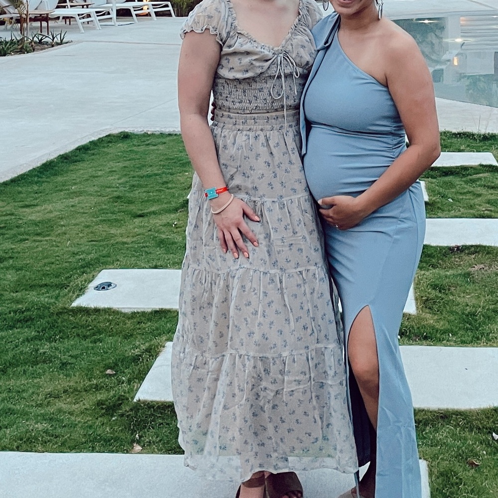 Printed Floral Smocked Top and Midi Skirt in Natural